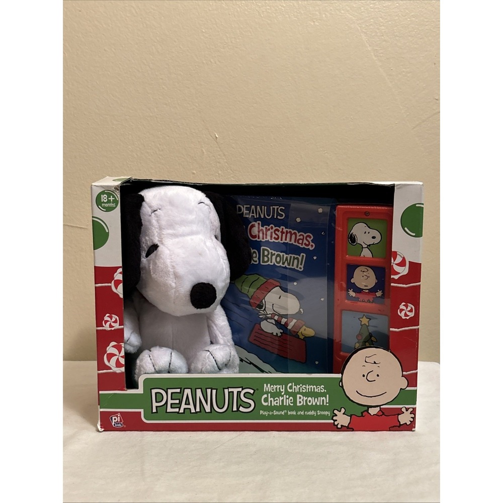 Peanuts Merry Christmas Charlie Brown Play A Sound Book & Snoopy Plush 2015 NEW